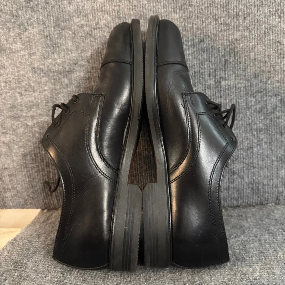 Napoleone Black Leather Cap Toe Derby Dress Shoes Lace Up Professional Mens 12